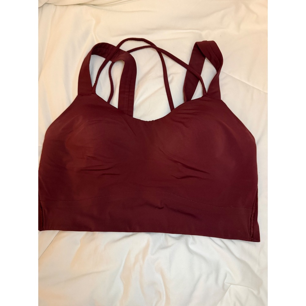 Lululemon Free to Be Serene Bra Long Line Burgundy Strappy Back Sports Bra